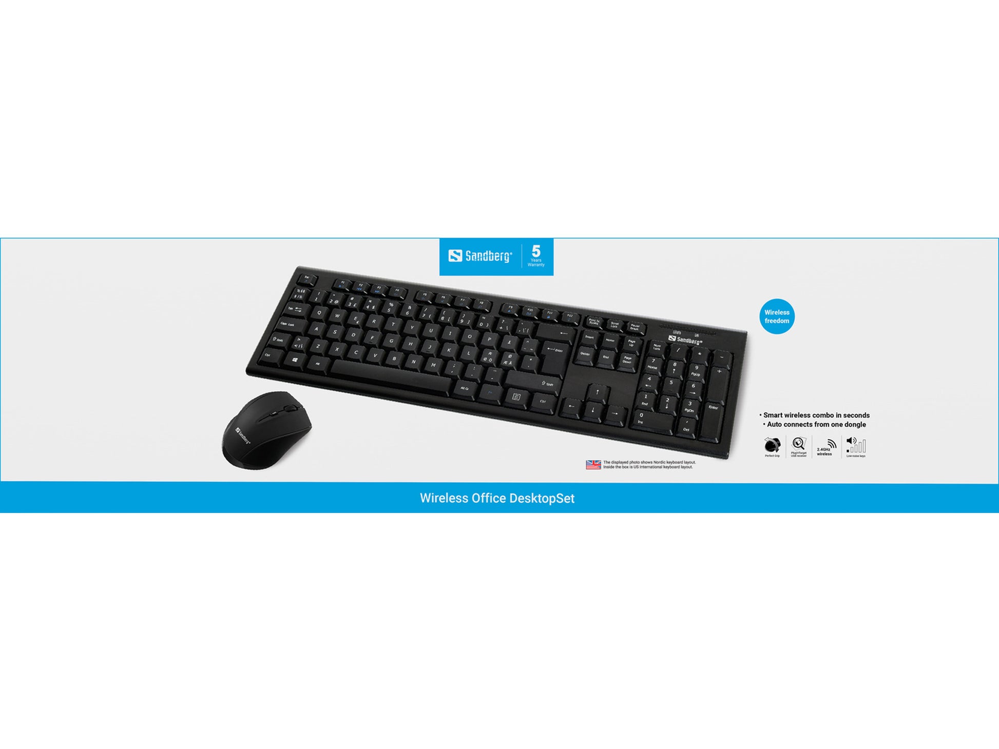 Sandberg Wireless Office DesktopSet – Tastatur- und Maus-Set – kabellos