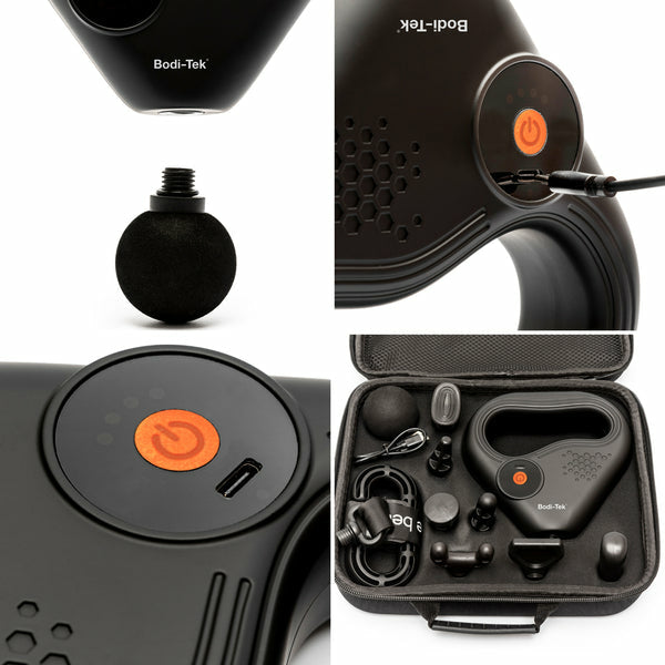 Bodi-Tek Massagepistole – Schwarz, Perkussionsmassage, Akkubetrieb, 4 Programme