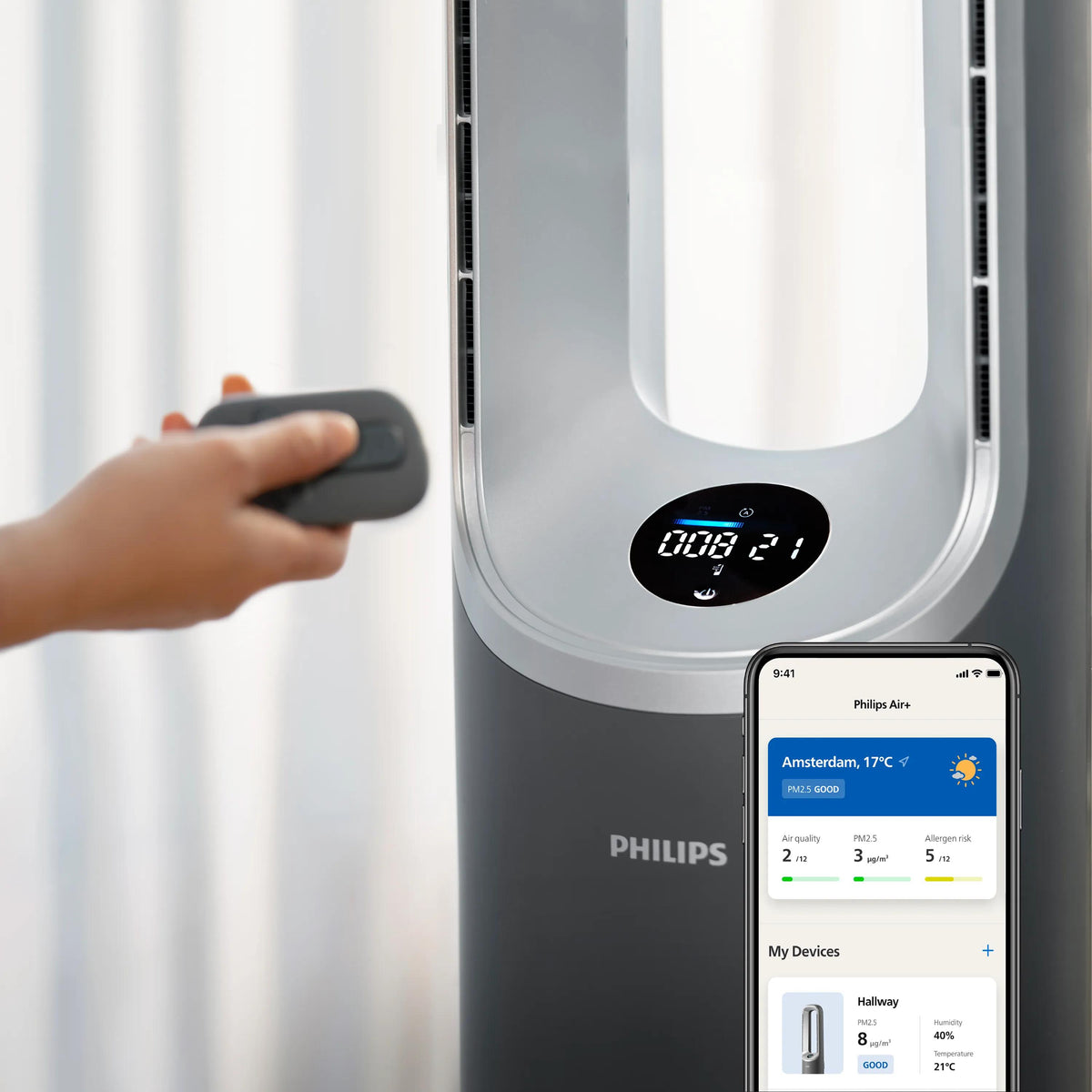 Philips Luftreiniger AMF870/15 – CADR 270 m³/h, bis 70m², WLAN, App-Steuerung, 46 dB