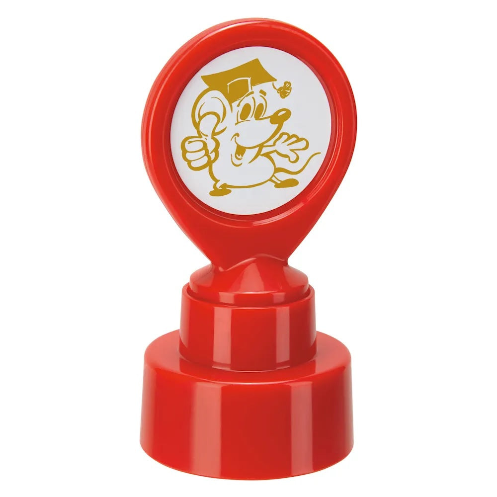 Colop Motivations-Stempel – Motivstempel, selbstfärbend, Motiv Fröhliche Maus – Ø 22 mm – gold
