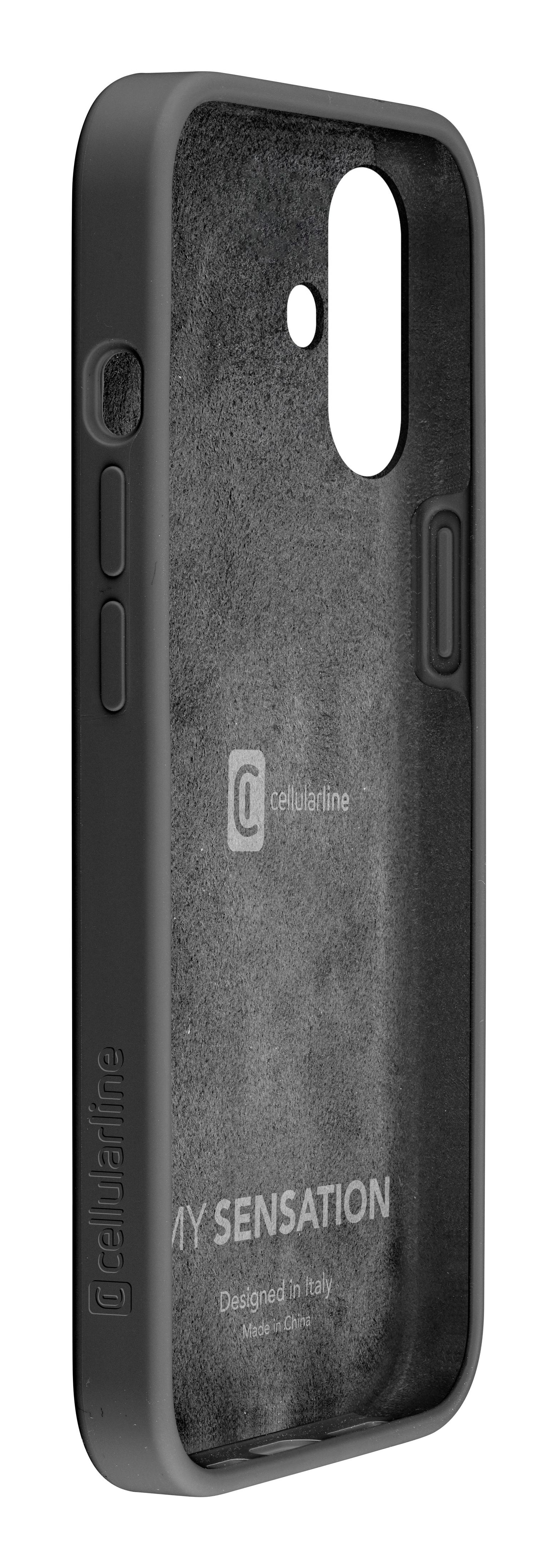 Cellularline Sensation Backcover – für Apple iPhone 16, MagSafe, Silikon, Schwarz