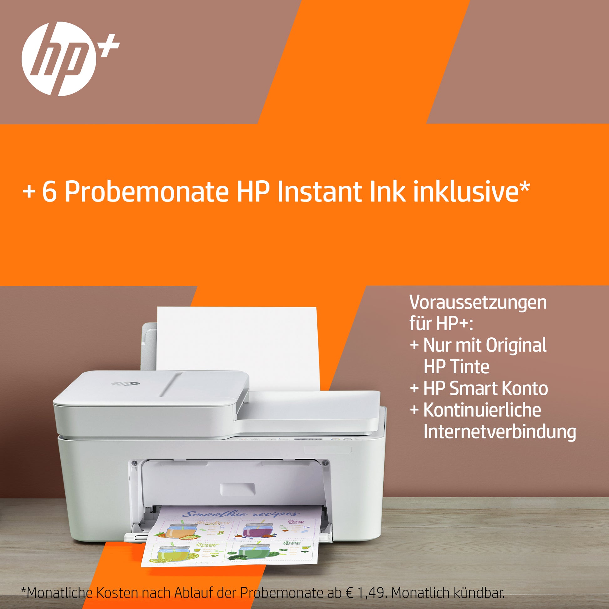 HP DeskJet 4110e – Farbtintenstrahl-Multifunktionsdrucker, A4, 4-in-1, Duplex, ADF, WLAN, AirPrint