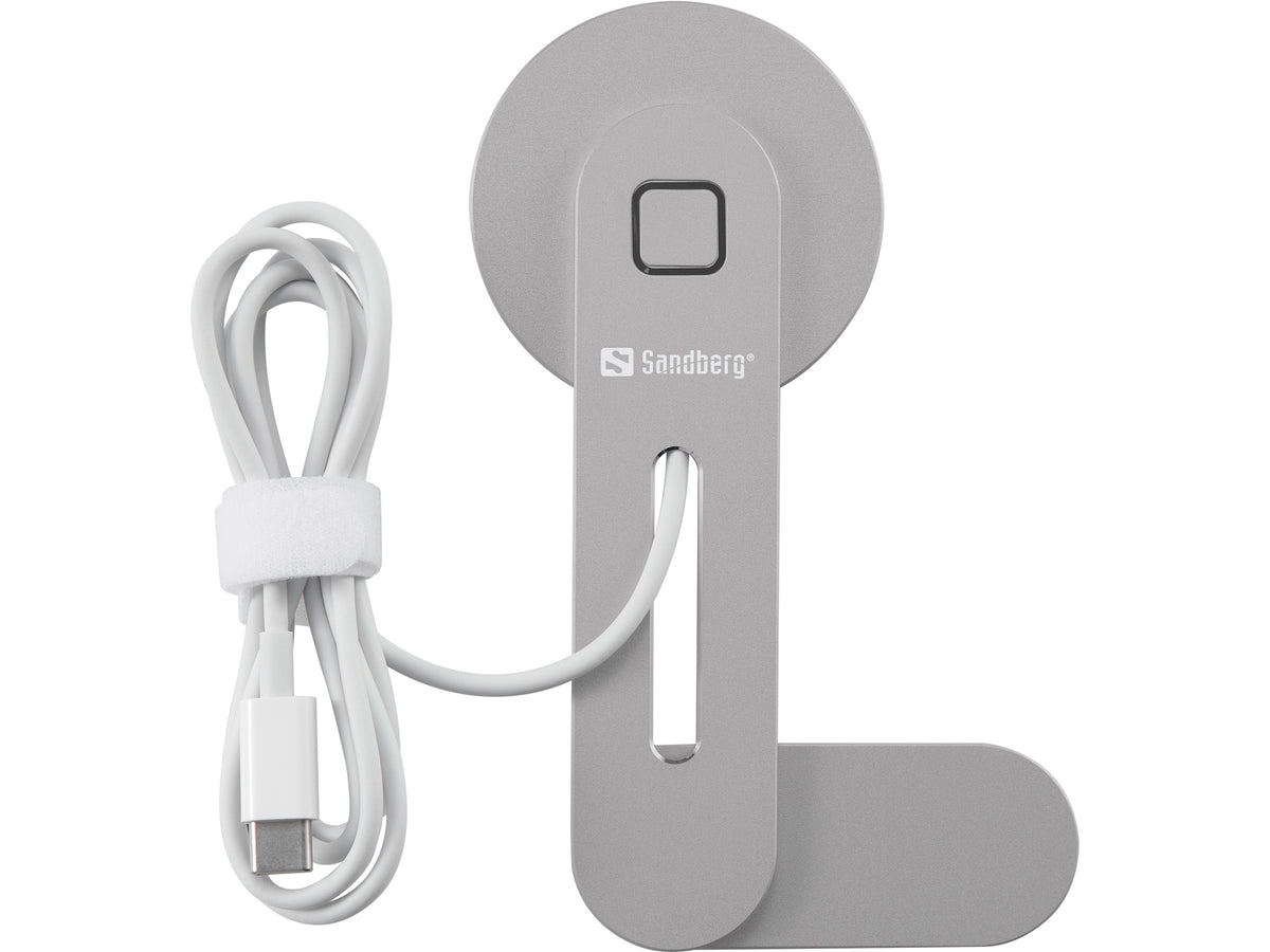Sandberg ScreenMount Magnet Charger – Auto-Ladehalterung – MagSafe 15 W, USB 1 m – für iPhone (MagSafe) – Grau