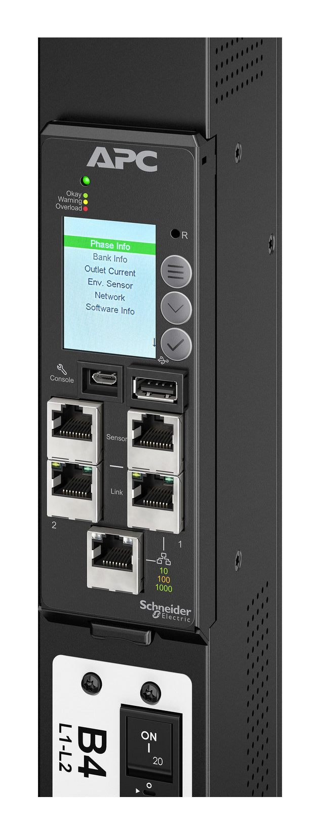 APC Rack-PDU – 0U, 42× IEC C13/C15/C19/C21, 400 V/60 A, 3-phasig, schwarz