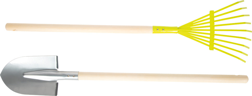 Small foot Gartenwerkzeug-Set – 4-teilig – 36×44×79 cm – ab 3 Jahren – Metall/Kunststoff/Holz, hellblau