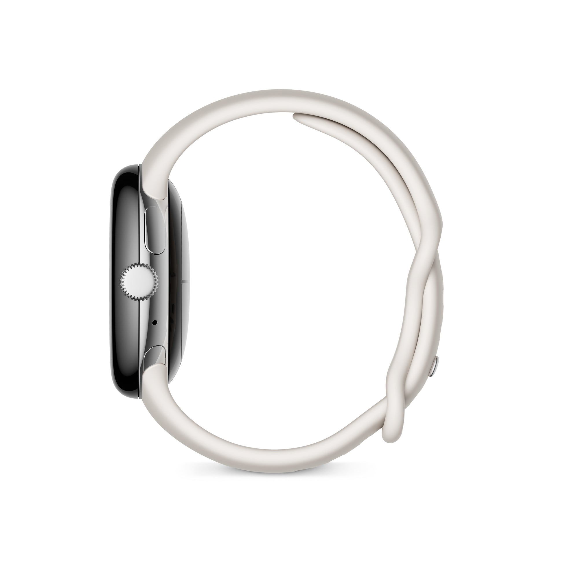 Google Pixel Watch 41 mm GPS – Edelstahl Silber, Sportarmband Kreide, S/L, 50 m, für Android