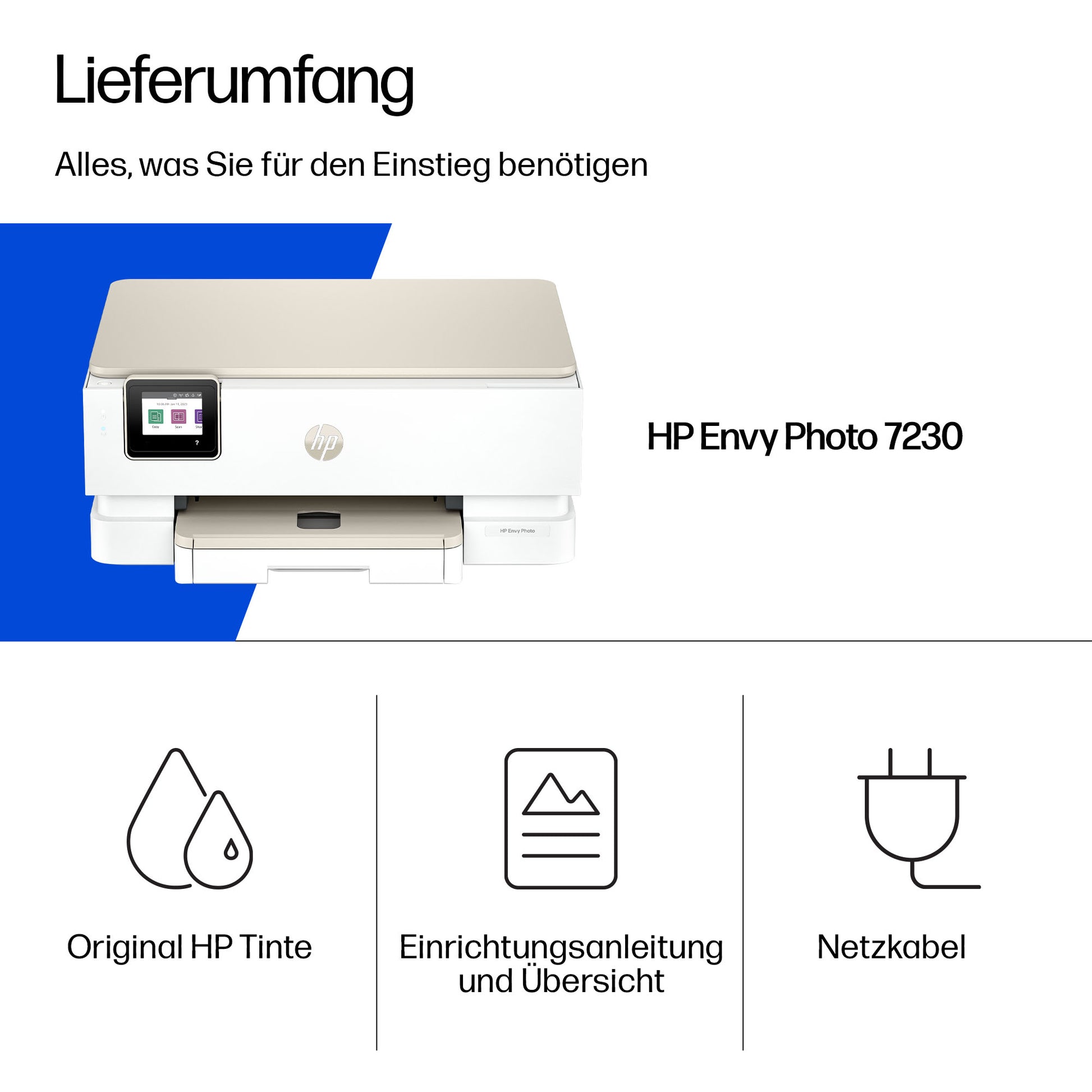 HP Envy Photo 7230 – Farbiger Tintenstrahl-MFP A4, 3-in-1 – USB/WLAN – Duplex, ADF – 15 Seiten/Min S/W, 10 Seiten/Min Farbe