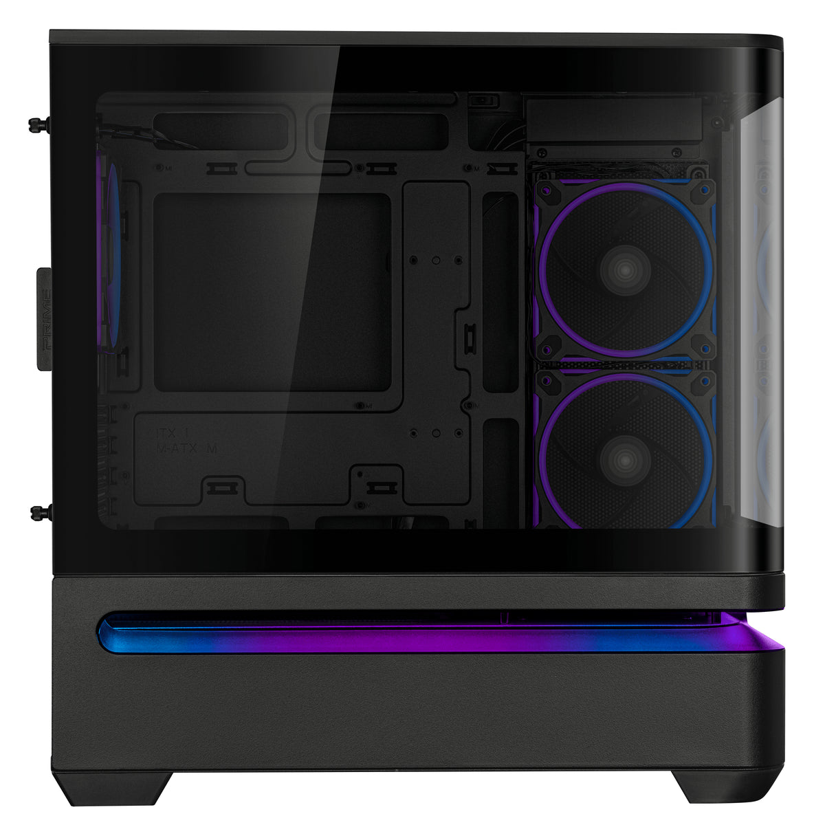 ASUS AP202 PRIME TG – PC-Gehäuse – Mid-Tower – mATX/Mini-ITX, 6× Lüfterplätze, Weiss, Sichtfenster