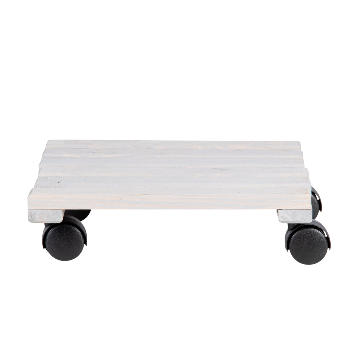 Esschert Design Blumenkübeluntersetzer – Kieferholz/PA/PP – Grau/Schwarz – mit Rollen – 292 × 85 × 292 mm