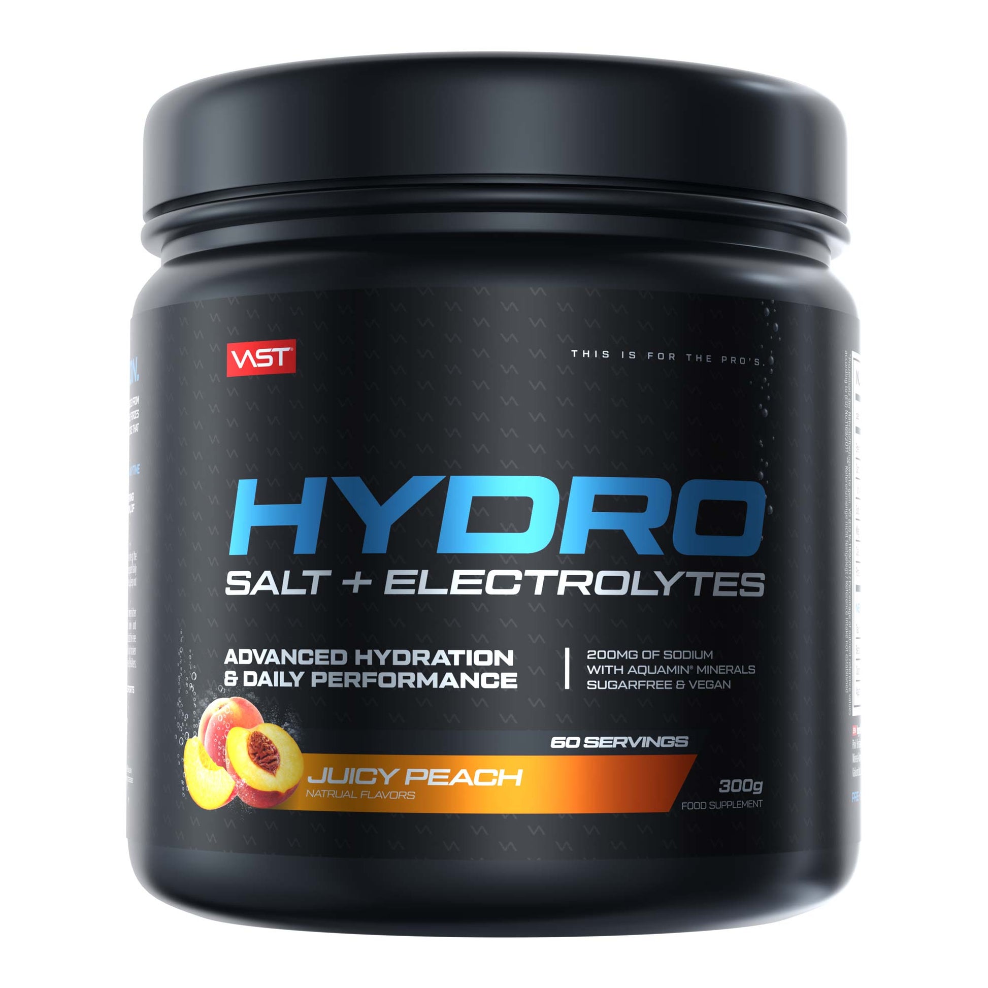 VAST Sports Energie-Drink-Pulver Hydro Pfirsich – vegan, ohne Zuckerzusatz – 300 g