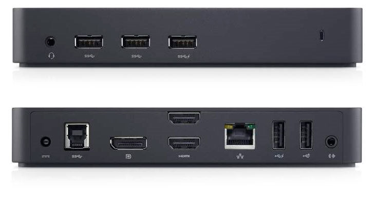 DELL D3100 Dockingstation – USB-A, 1× DP, 2× HDMI, 5× USB-A, GbE, 3,5 mm Audio