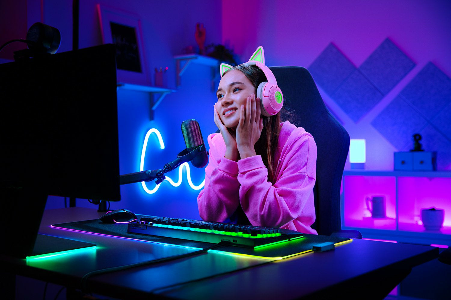Razer Seiren V3 Chroma Tischmikrofon – USB-C, Kabelgebunden, Superniere, 24 Bit/96 kHz, Schwarz