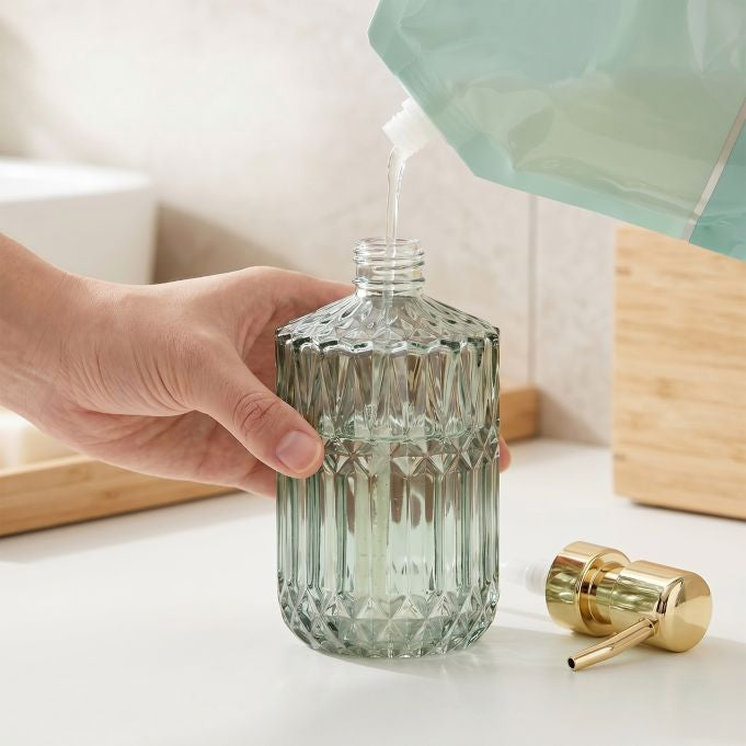 Relaxdays Seifenspender – Glas, 400 ml