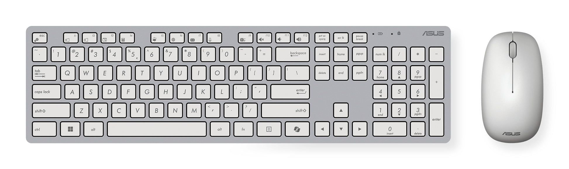 ASUS W5000 – Tastatur-Maus-Set – 2,4 GHz (Empfänger enthalten) – Optischer Schlüsselschalter – Weiss