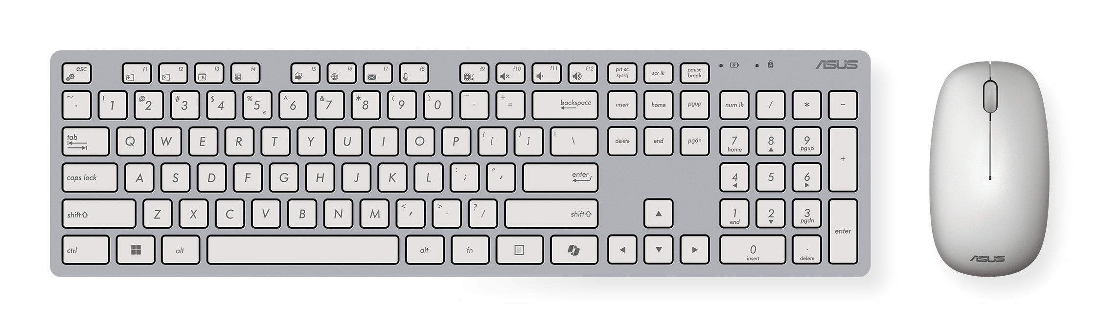 ASUS W5000 – Tastatur-Maus-Set – 2,4 GHz (Empfänger enthalten) – Optischer Schlüsselschalter – Weiss