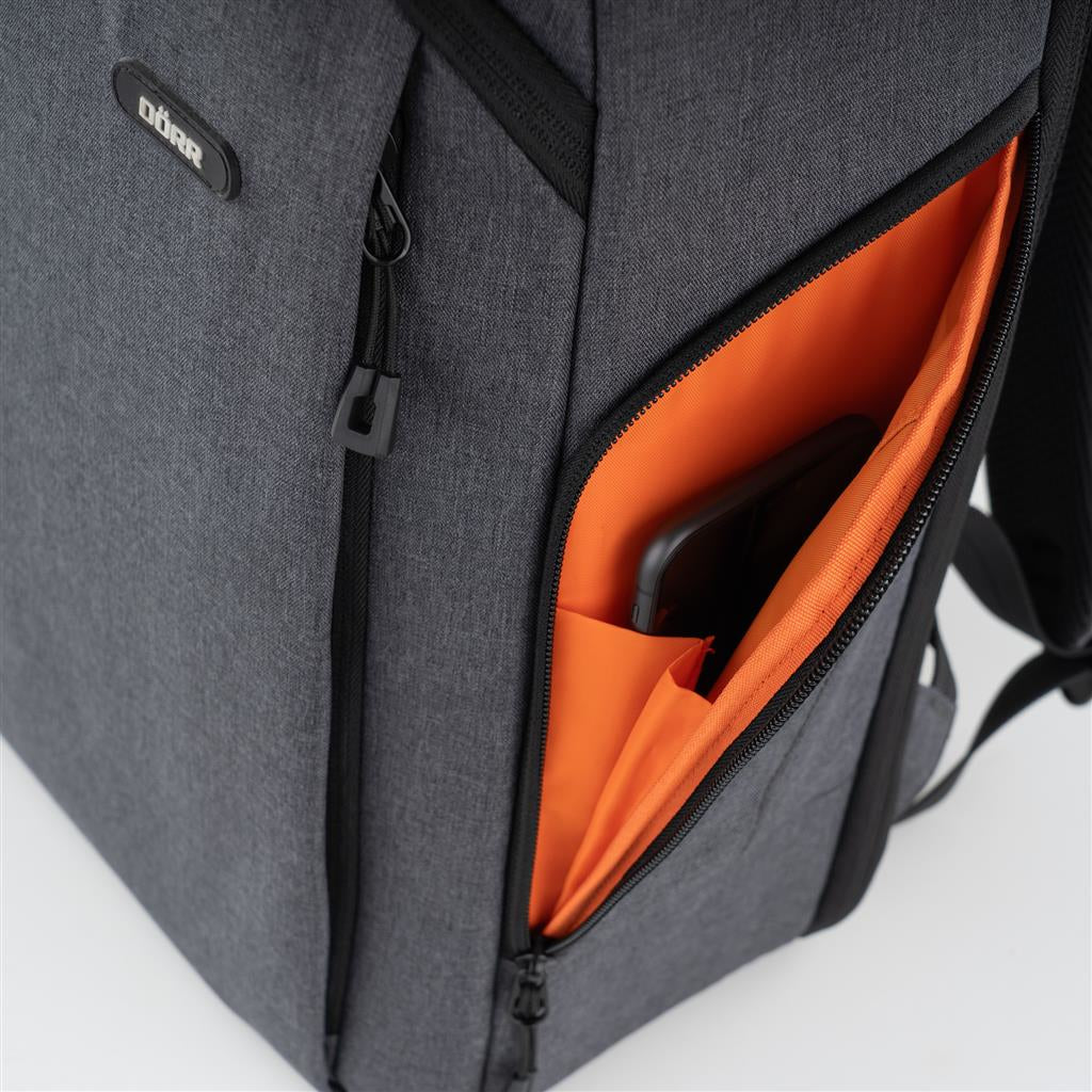 Dörr Kamerarucksack – 200 × 480 × 310 mm, 16 l – Polyester, grau, Regenhülle, Brustgurt