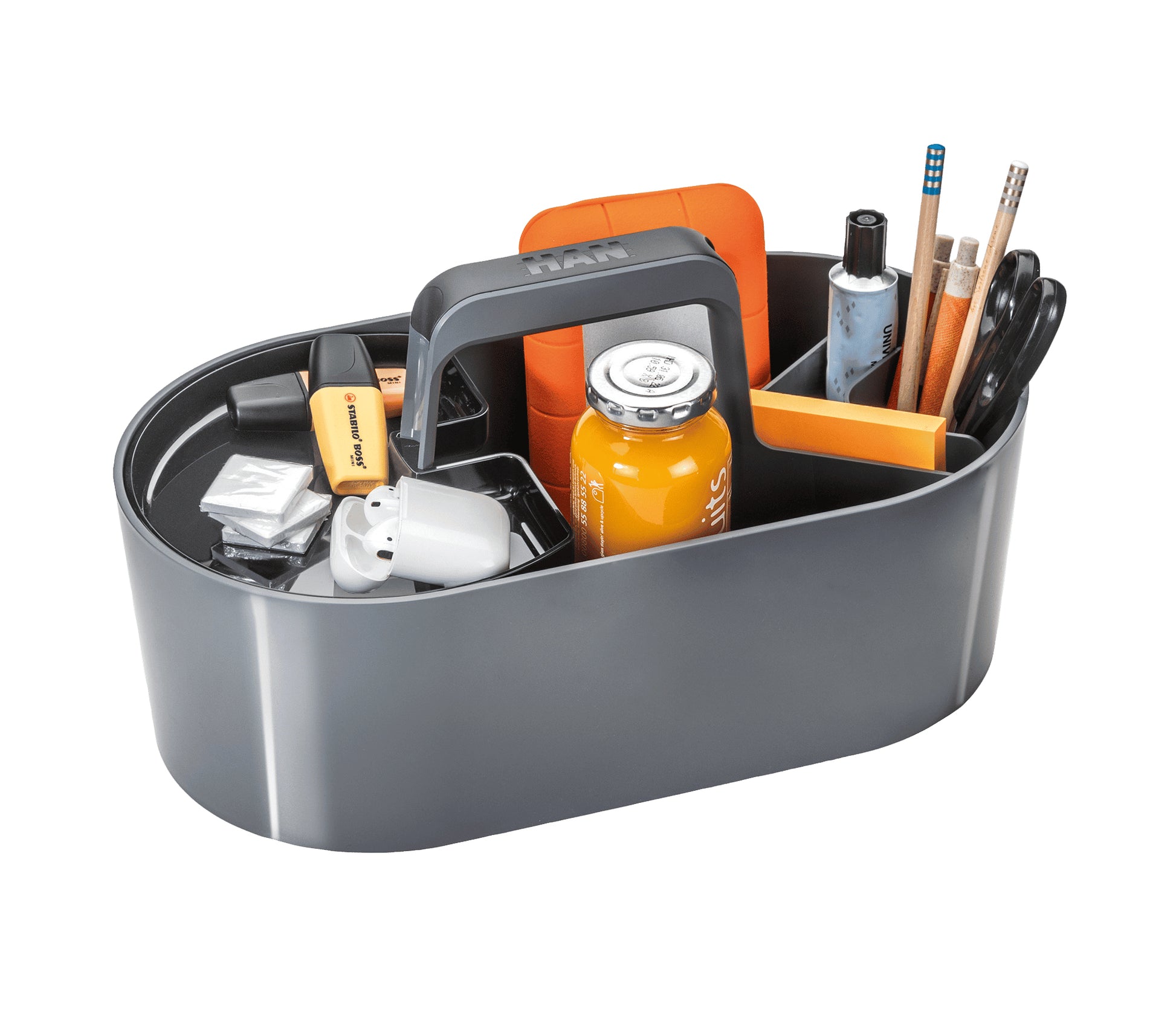 HAN Werkzeugkasten LOFT 1200-12 Aufbewahrungsbox – mit Trennelement, grau/transparent, ABS, B 340 × H 188 × T 187 mm