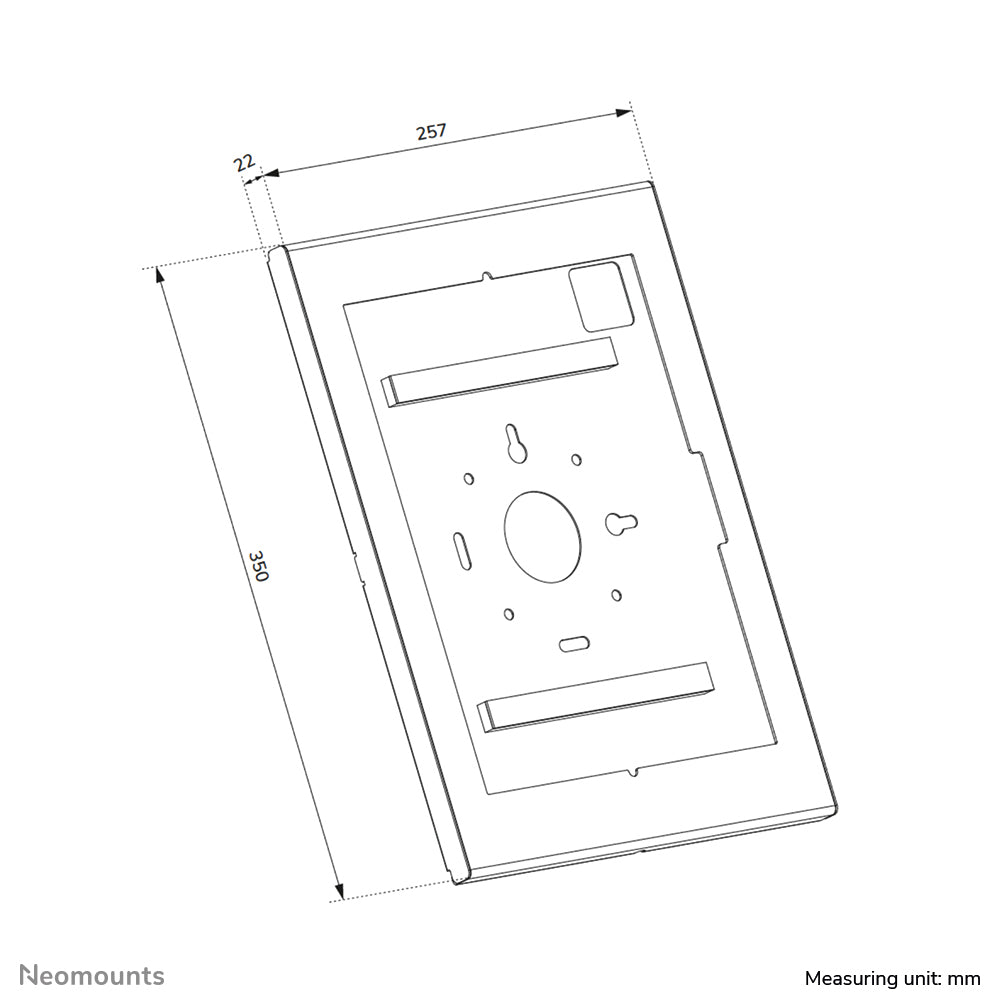 Neomounts Tablet-Wandhalterung – für Tablets 12,4–13", abschliessbar, VESA 75×75 – Schwarz