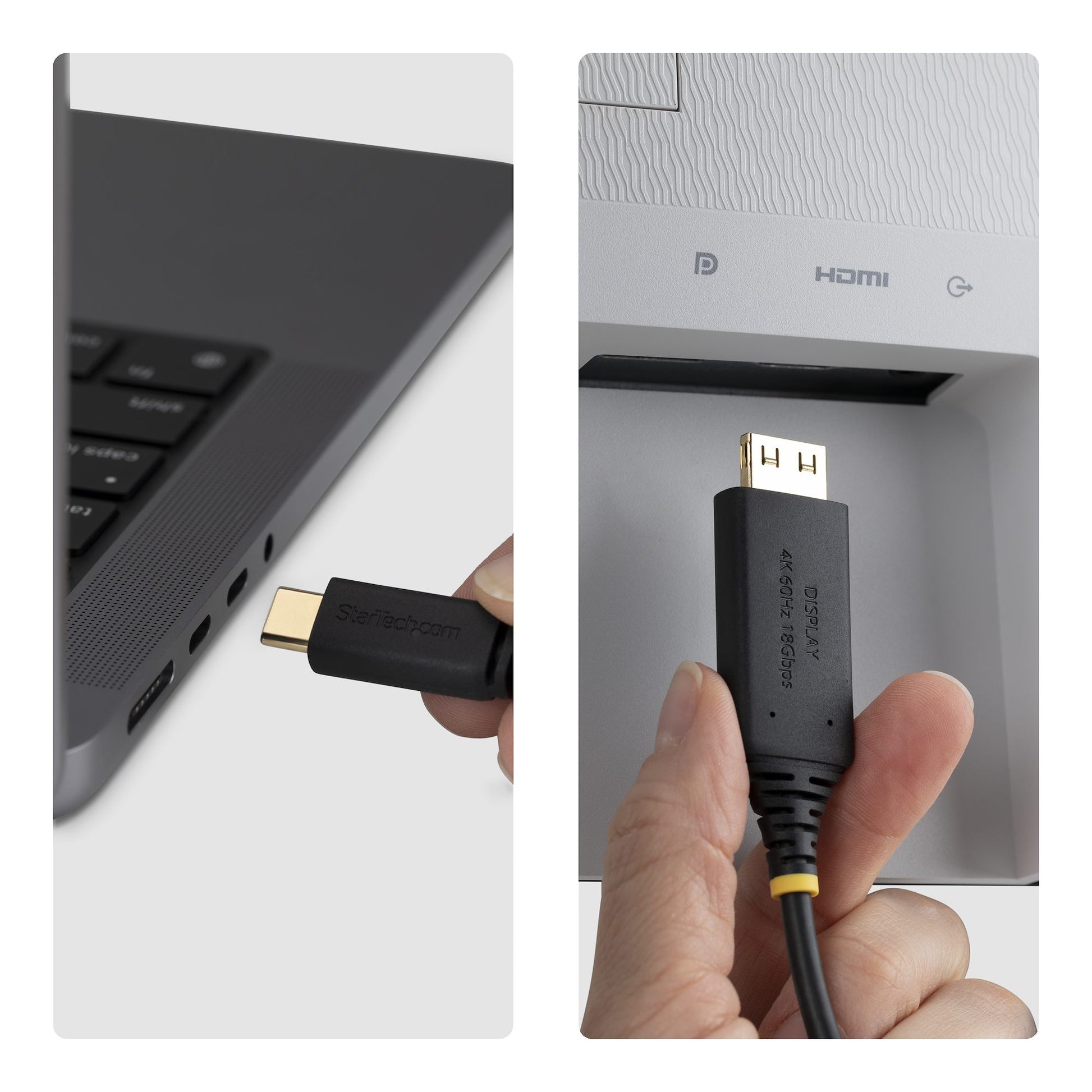 StarTech.com 2M-USBC-HDMI-4K60-G Kabel USB-C zu HDMI – 4K (3840 × 2160) @ 60 Hz, HDMI 2.0, HDR, 2 m, Schwarz