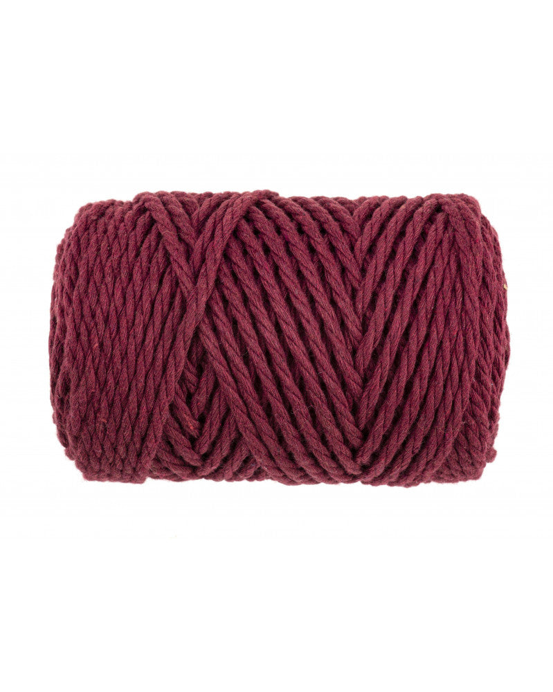 GLOREX Gedrehte Makramee-Kordel Bordeaux – Ø 3 mm, 259 g, 63 m, Wolle, 1 Stk.