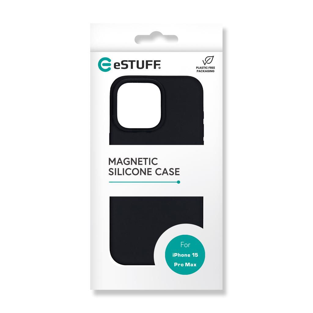 eSTUFF INFINITE ROME (GRS) Backcover – für Apple iPhone 12/12 Pro, MagSafe, Silikon, Schwarz
