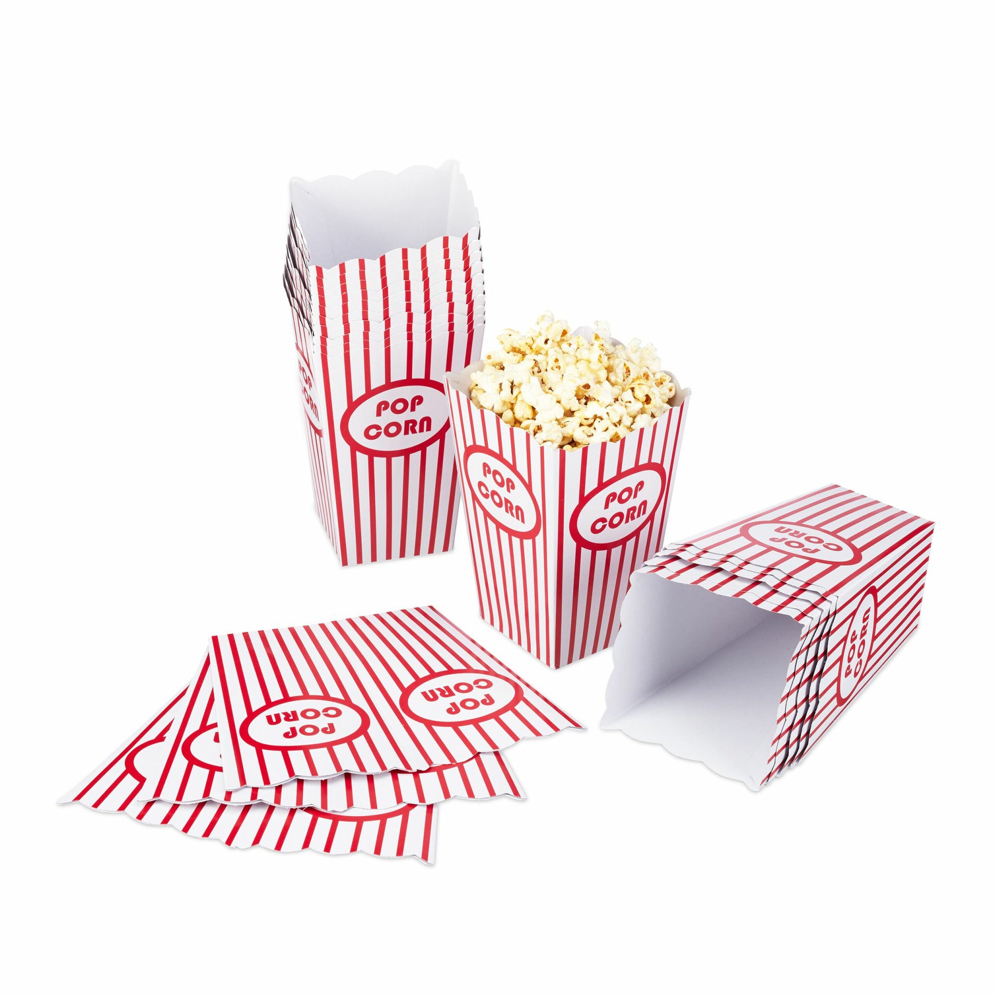 Relaxdays Popcorntüten, Papier/Karton – 16 × 10,5 × 10,5 cm, Rot/Weiss – 60 Stk.