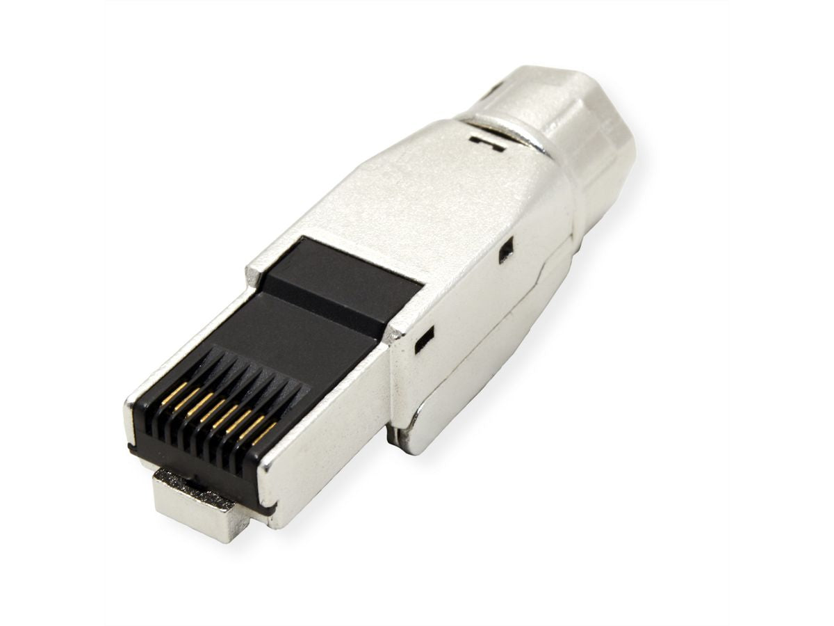 VALUE RJ-45-Stecker – Cat8.1 (Klasse I), feldkonfektionierbar, geschirmt, silber, für AWG 22–26, 5,0–8,5 mm