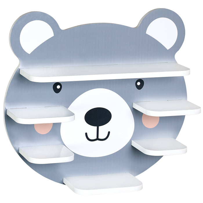 Kesper Wandregal, Kinderregal Bär – Wandmontage – 45,0 × 12,0 × 42,0 cm – Grau – MDF – 1 Stk.