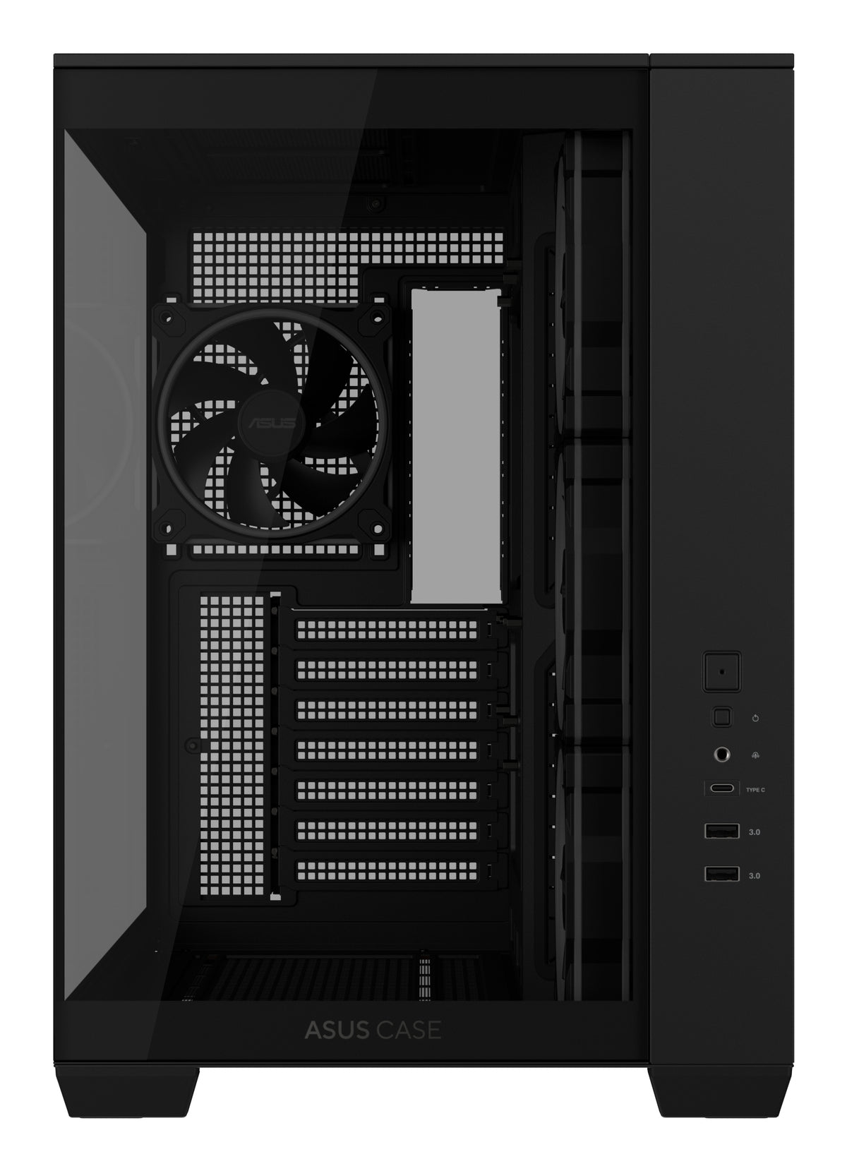 ASUS A32 PLUS TG – PC-Gehäuse (Mid-Tower) – für ATX/mATX/ITX, 2×3,5" + 3×2,5", 4×120 mm, ARGB, Schwarz