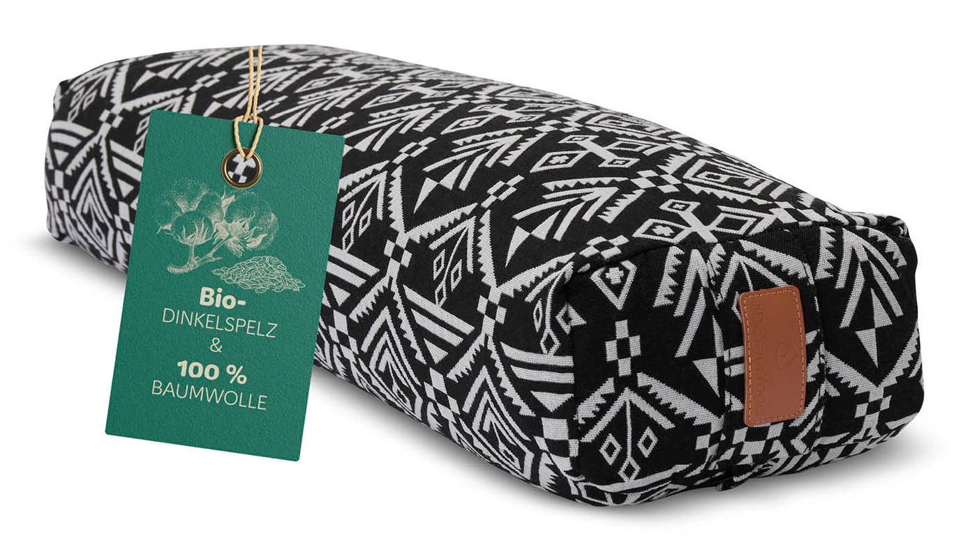 DoYourYoga Paravati Rechteck Kissen – 22 × 67 × 13 cm, Baumwolle, Schwarz-Weiss