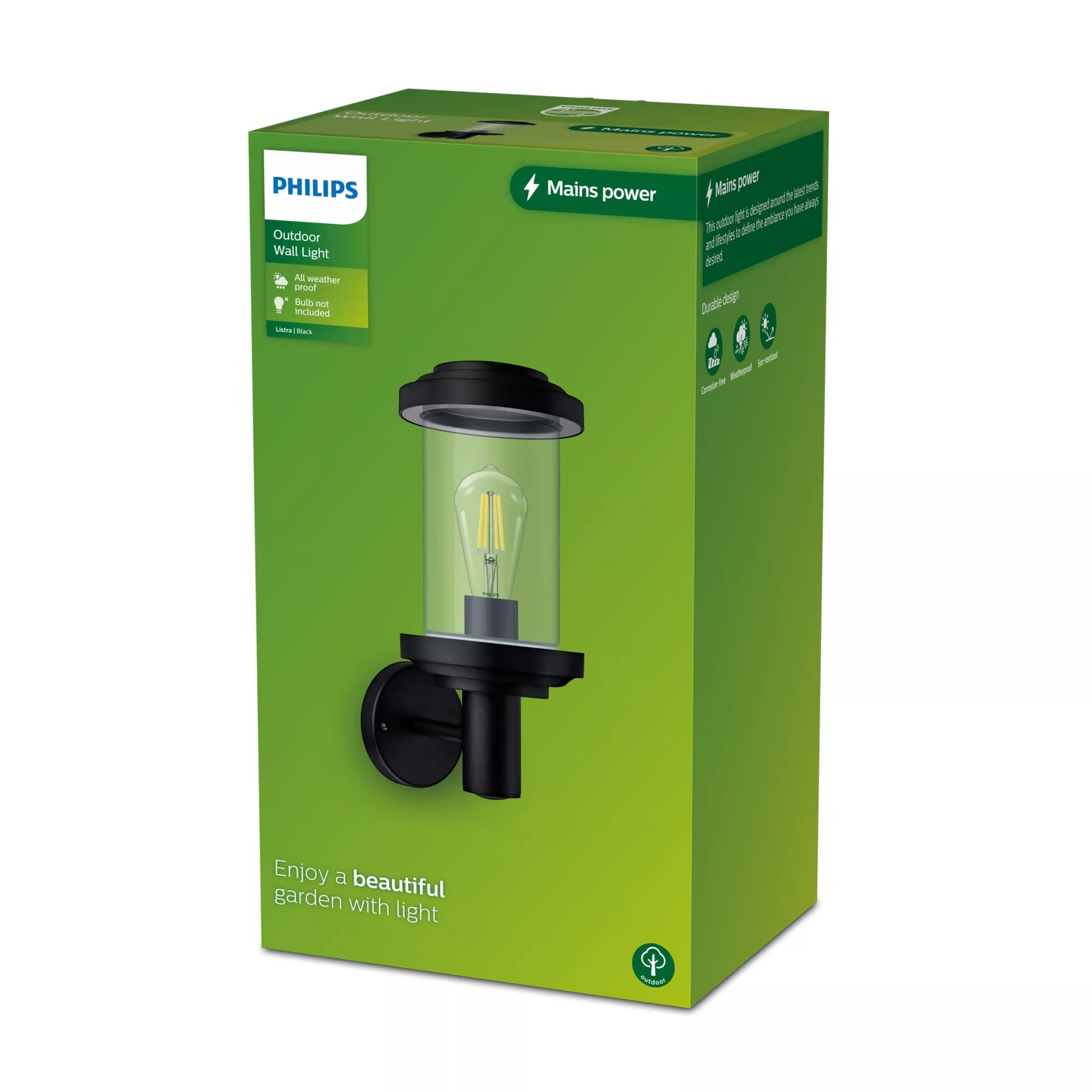 Philips by Signify Philips Aussenwandleuchte Listra – 16×36 cm, 25 W – IP44 – Netzbetrieb – Schwarz – Aluminium