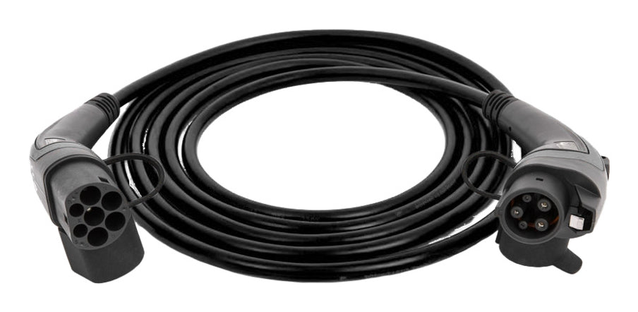 go-e Spezial Stromkabel – Typ 2–Typ 1, 5 m, 7,4 kW/32 A, 1-phasig, Schwarz
