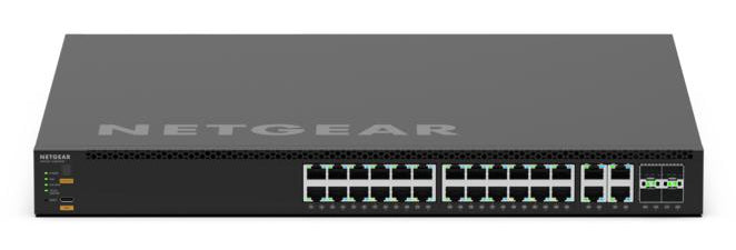 NETGEAR MSM4332-100NES – Managed L3 Switch – 28× RJ‑45 (2,5G/10G), 4× SFP28, PoE++ (4PPoE), PoE-Budget 2520 W