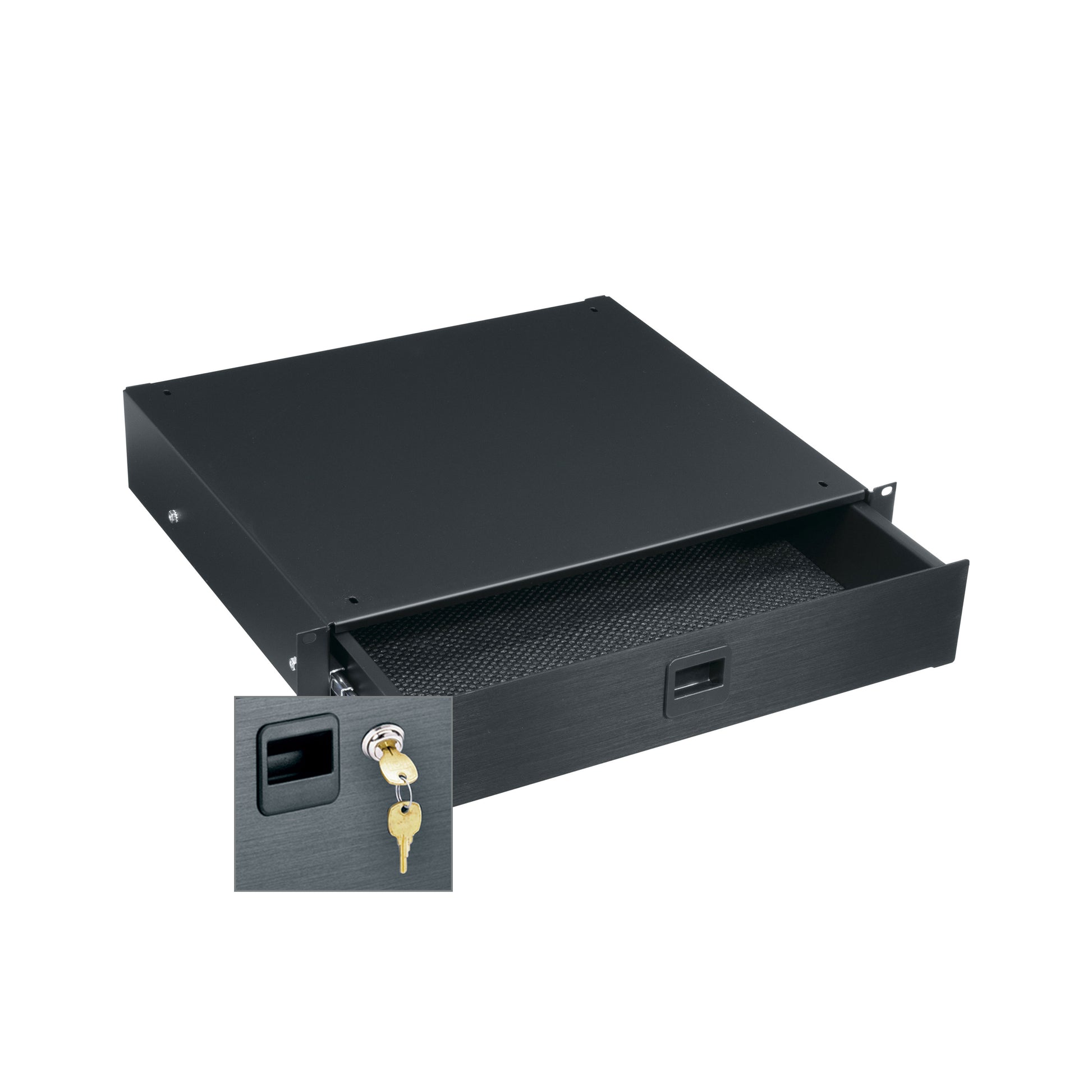 Middle Atlantic D2LK – Schubladeneinheit, 2U, 19", Stahl, Schwarz, Schloss