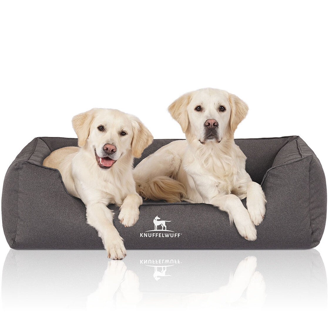 Knuffelwuff Hundebett – 85 × 120 cm, Velour, Schaum, abnehmbarer Bezug, Anthrazit