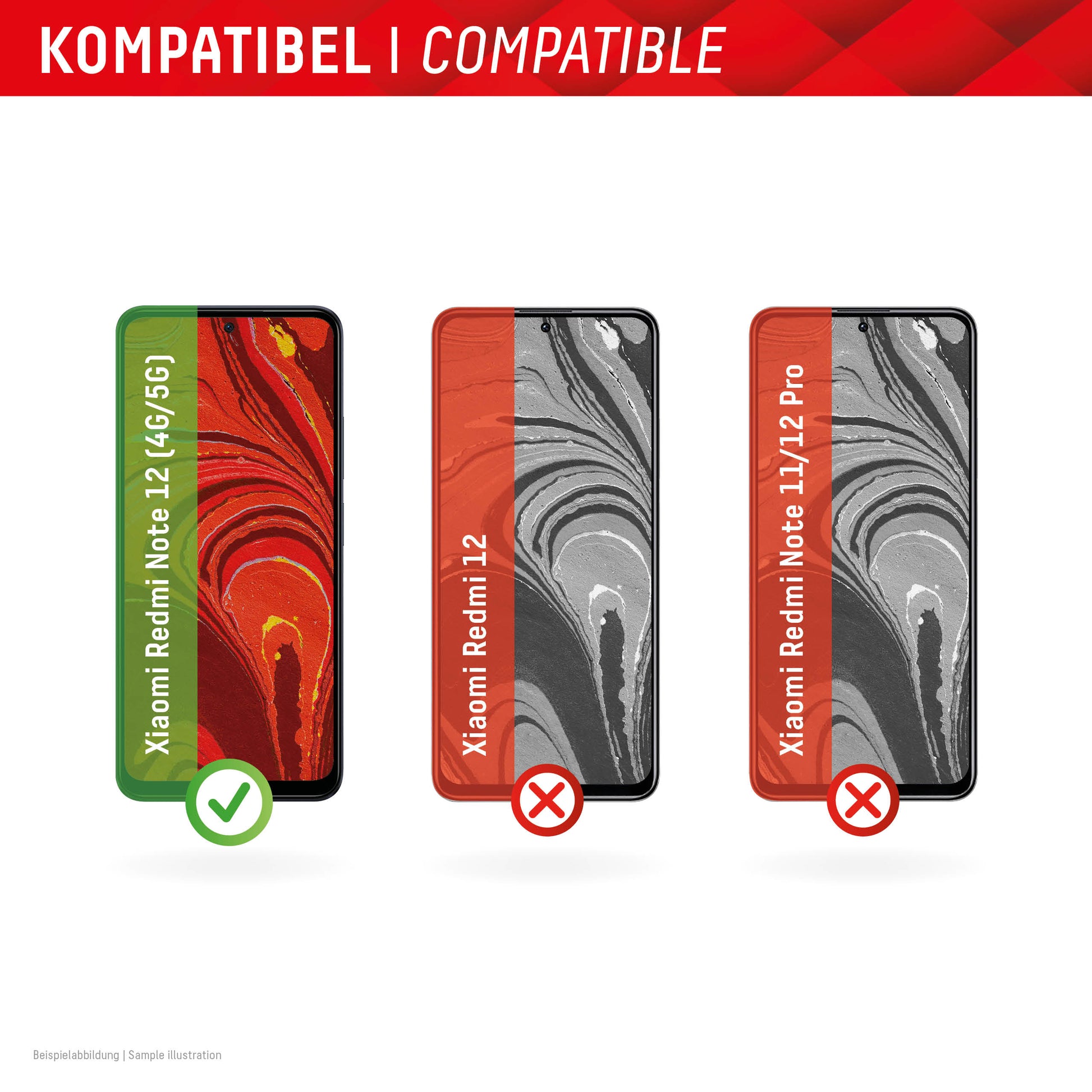 E.V.I. Displayschutz (Folie), Full Cover – für Redmi 12 – mit Applikator
