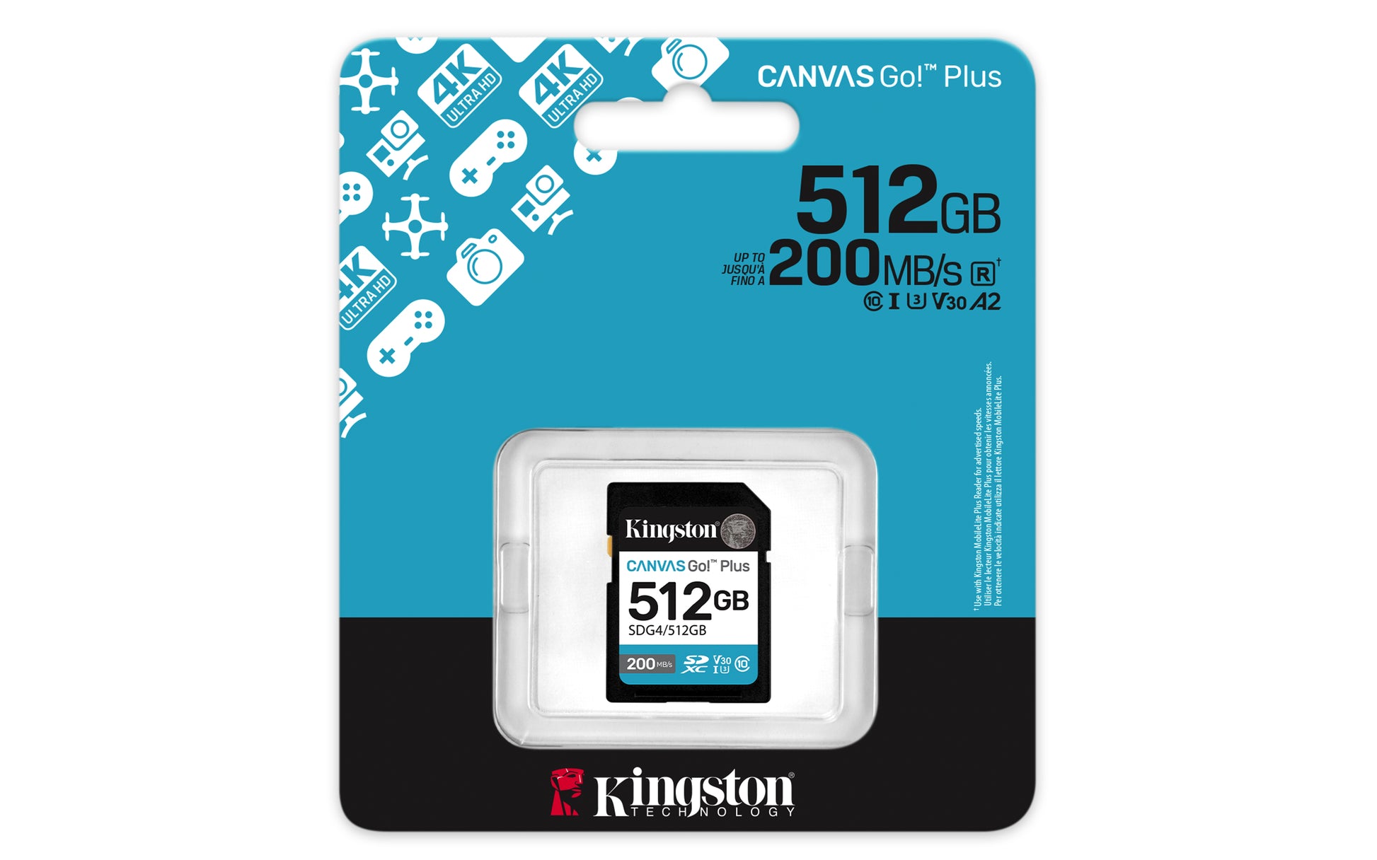 Kingston Technology Kingston Canvas Go Plus Speichergerät – 512 GB, UHS-I, Klasse 10 U3 V30 200/160 MB/s