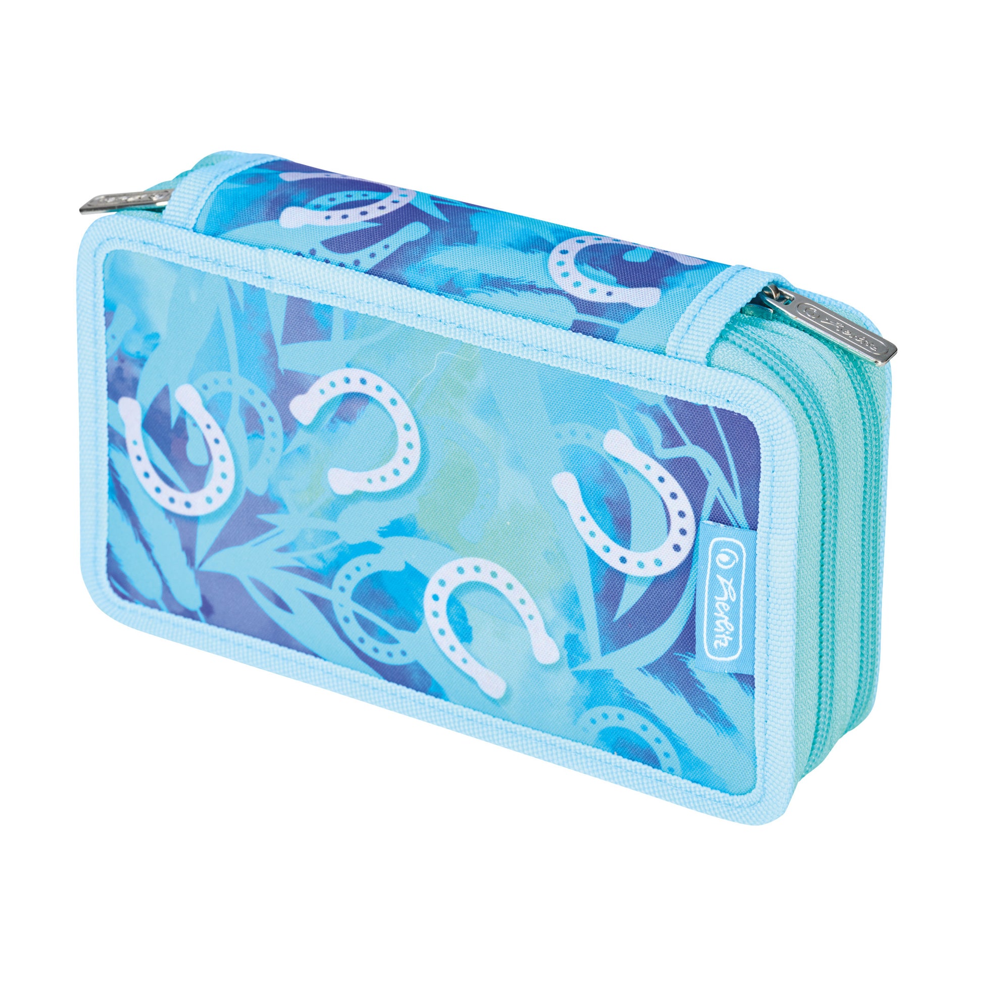 Herlitz Schüleretui, 2 Klappen, gefüllt (23-teilig), Lucky Horse, blau, Polyester, 19,3 × 11,5 × 5 cm