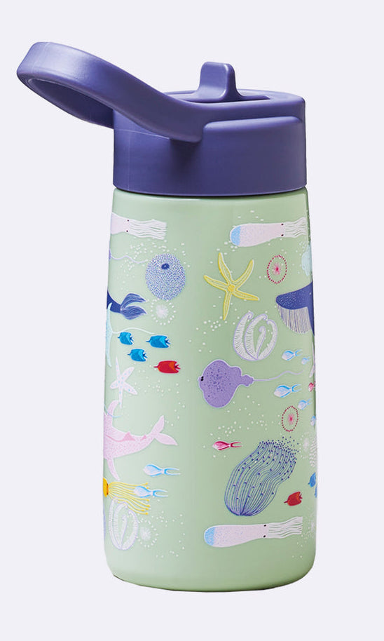 BioLoco Kindertrinkflasche 350 ml – mit Strohhalm, BPA-frei, Aquatic life