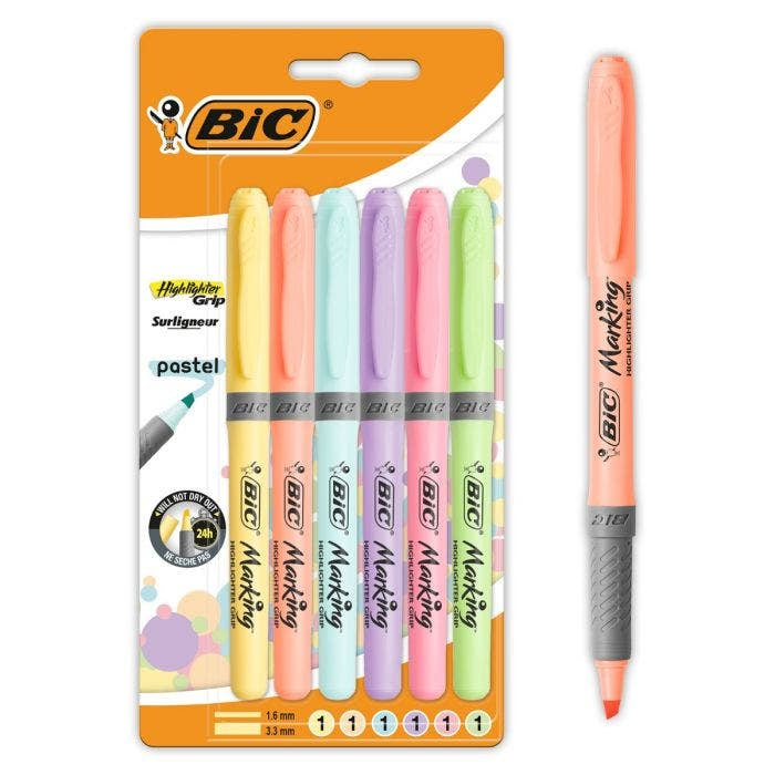 BIC Textmarker Set 6 Farben – Keilspitze