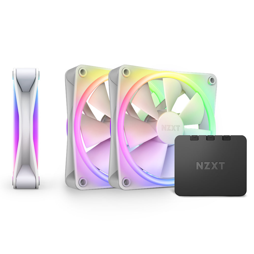 NZXT F120 RGB DUO (RF-D12TF-W1) – Lüftereinheit – 3×120 mm, Weiss, 500–1800 U/min, 48,6 cfm