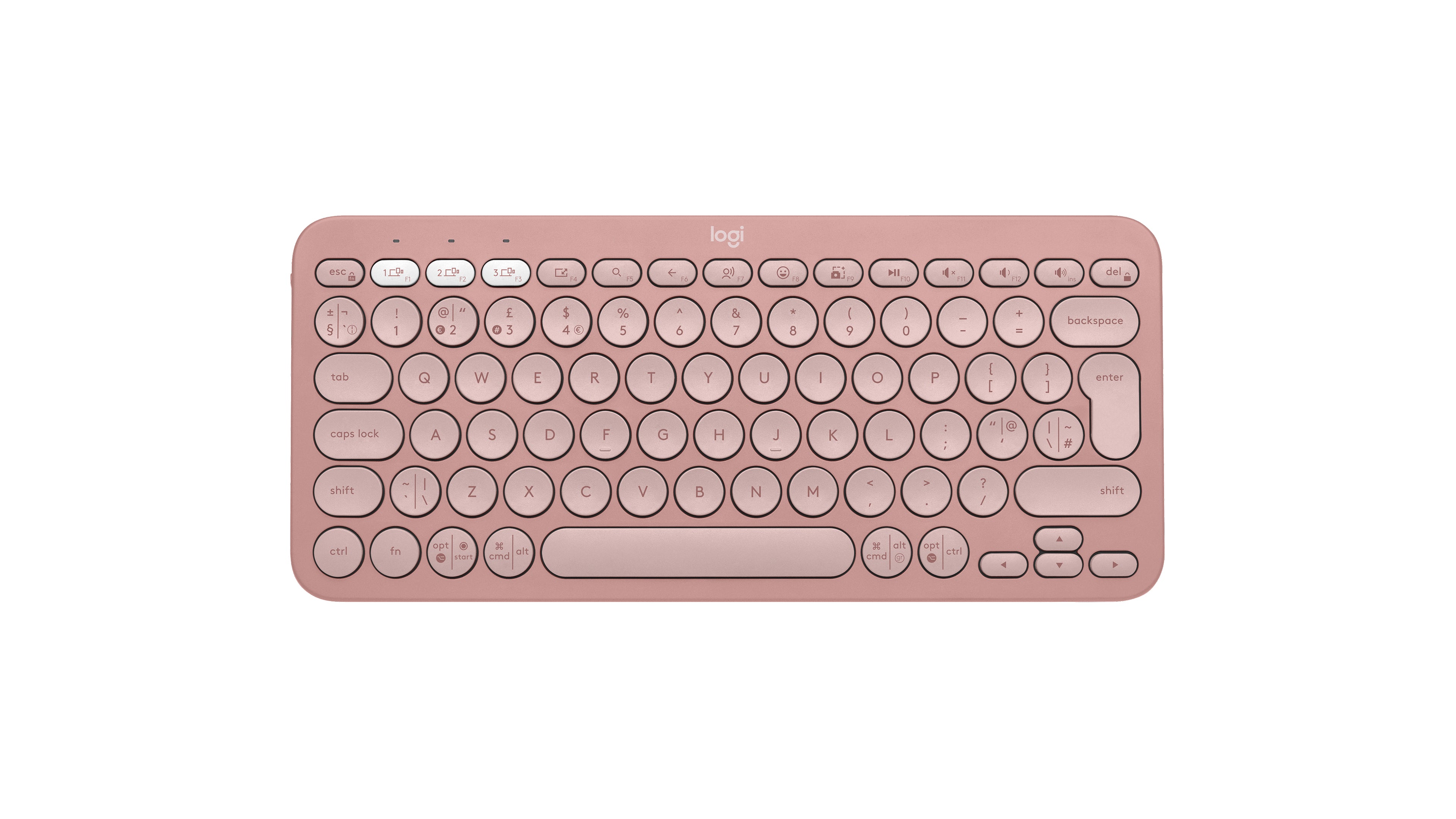 Logitech Pebble Keys 2 K380s – Mini Tastatur – Scherenmechanik – Bluetooth – QWERTY (UK‑INT) – Ohne Ziffernblock – Rose