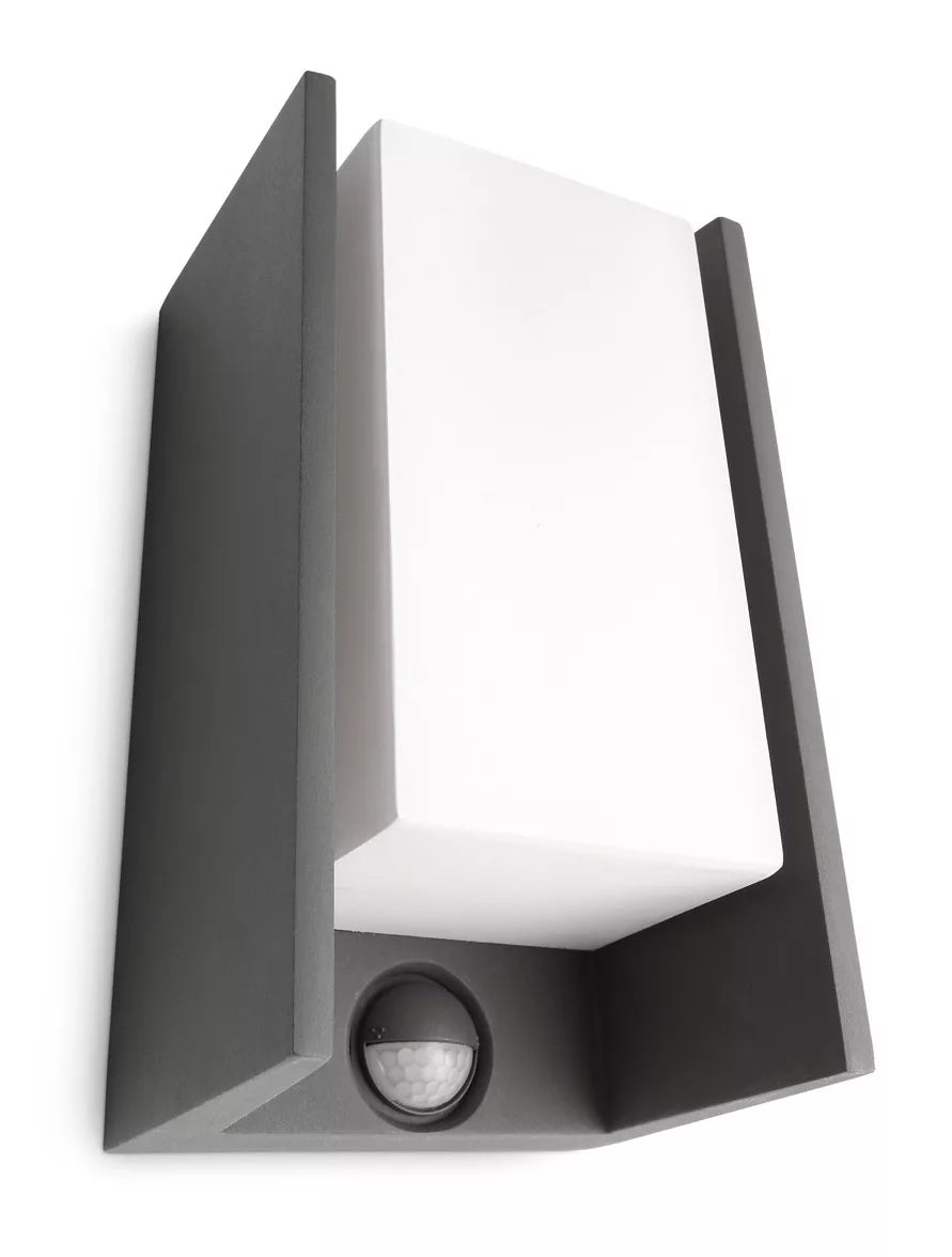 Philips by Signify Philips Aussenwandleuchte – 600 lm, 42 W, IP44, Netzbetrieb, mit Bewegungsmelder, Anthrazit, Aluminium