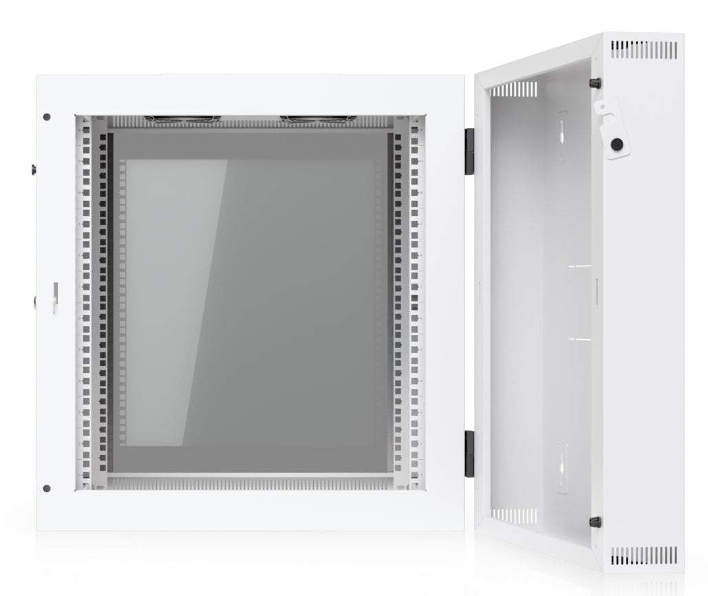 Ubiquiti UACC-Rack-12U-Wand-SW-G – 19" Wandverteiler 12U, abschliessbar, 600 × 703 × 639 mm, weiss, Stahl