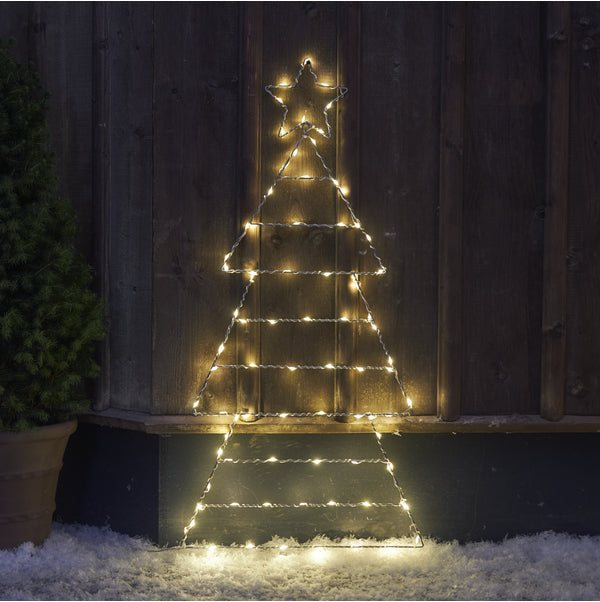 Star Trading Dekoleuchte Aussen – 90 cm – 0,5 W – Warmweiss – IP44 – Batteriebetrieb, Timer – Silber