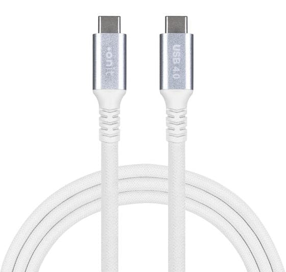ONIT USB-C auf USB-C Kabel – USB4 20 Gbit/s – 2 m – PD 240 W – Textilmantel – Weiss
