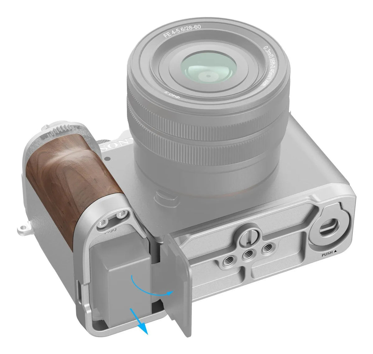 SmallRig 4796 L-Form Montageplatte – Aluminium/Holz, 125,4 × 60,1 × 69 mm – für Sony Alpha 7C II, Alpha 7CR
