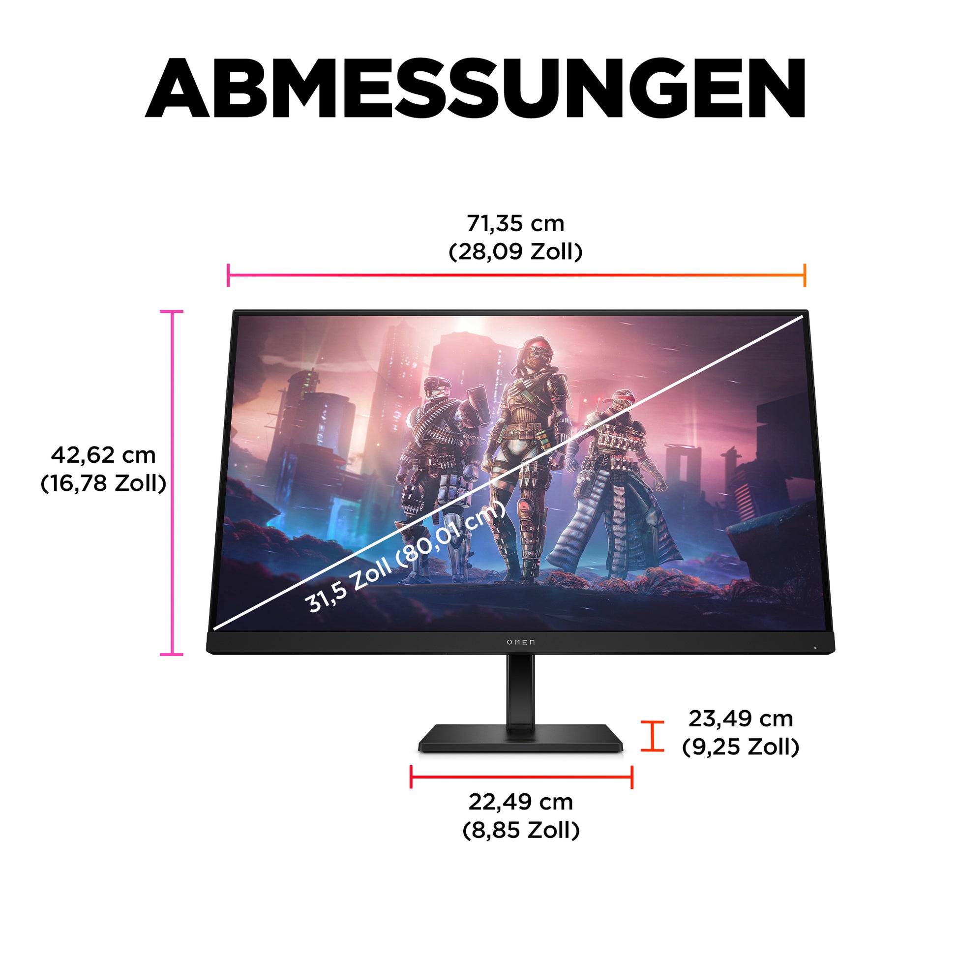 HP OMEN 32q – 31,5", 2560 × 1440 (WQHD), IPS, 165 Hz, DisplayHDR 400
