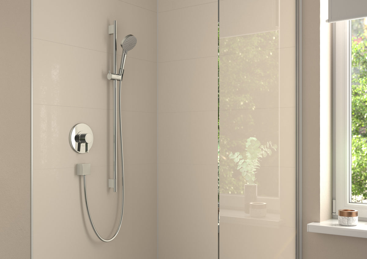 Hansgrohe Handbrause Vernis Blend – Ø10 cm, Kunststoff/Metall/Silikon, 2 Strahlarten, Chrom