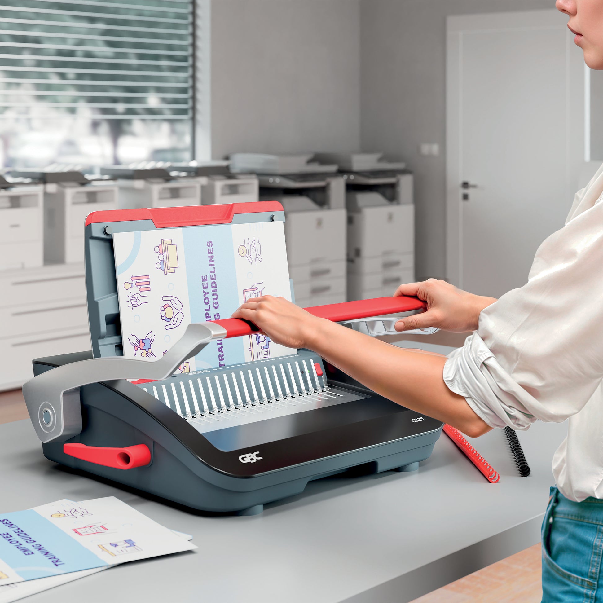 GBC CombBind CB25 Stanz- und Bindemaschine – Plastikbindung, für 21-Loch, A4, bis 25 Blatt